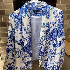 Blue & White Paisley Print Ladies Summer Blazer